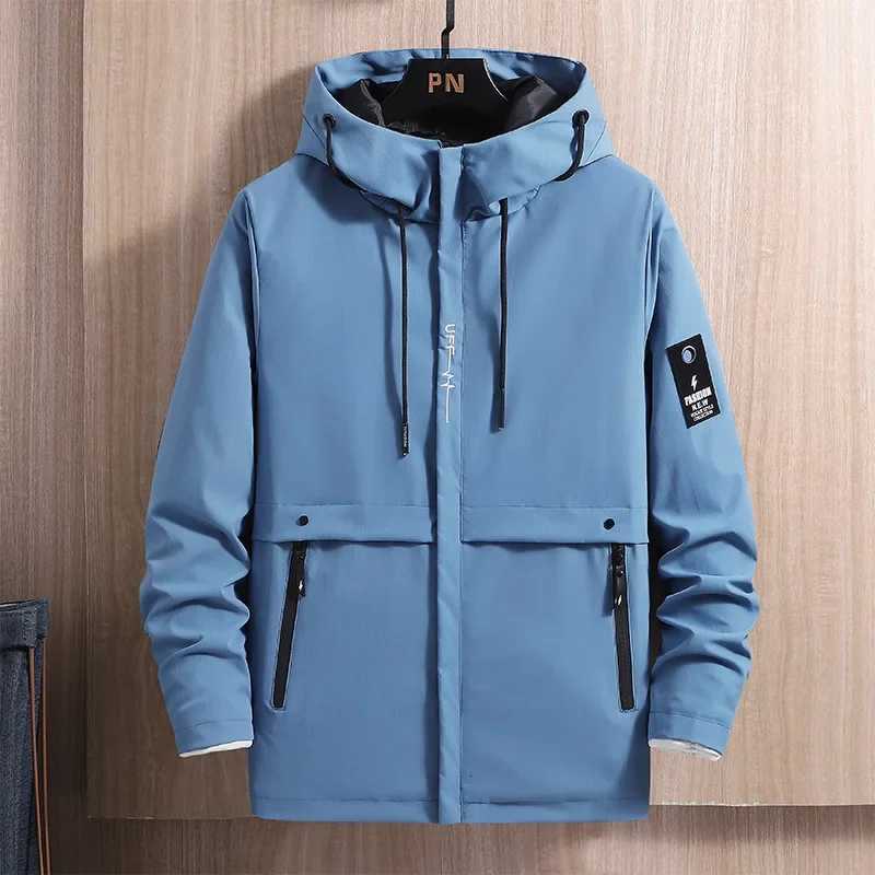 Mens Hooded Jacket 2024 Spring New Style Sports Solid Color Korean Version Slims Smooths Your Silhouette Thin Simple Middle Age W250926