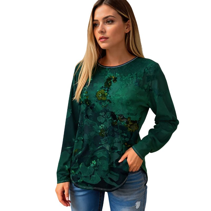 Soft Flowing Floral Design Ladies' Button-Up Long Sleeves Apparel | Stylish Breast Enlargement Fit Tops-YL23557