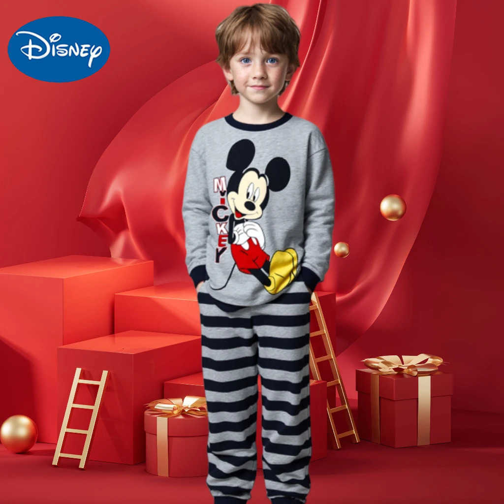 Disney New Kids Pajama Set Cotton Soft nightwear Mickey Loungewear Long Sleeve Pjs Sleepwear for Toddler Boys pajamas Girls nighty H250926