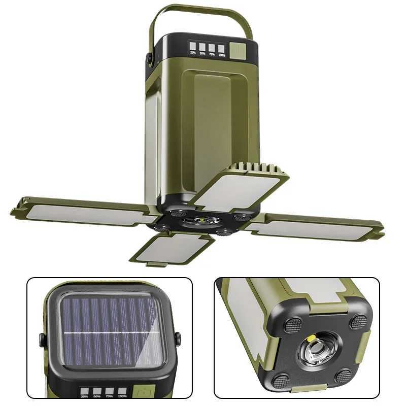 Solar Outdoor Camping Light 4Blade 90 Expandable Foldable Solar Charging 2000mAh Portable Hanging Tent Light C250925