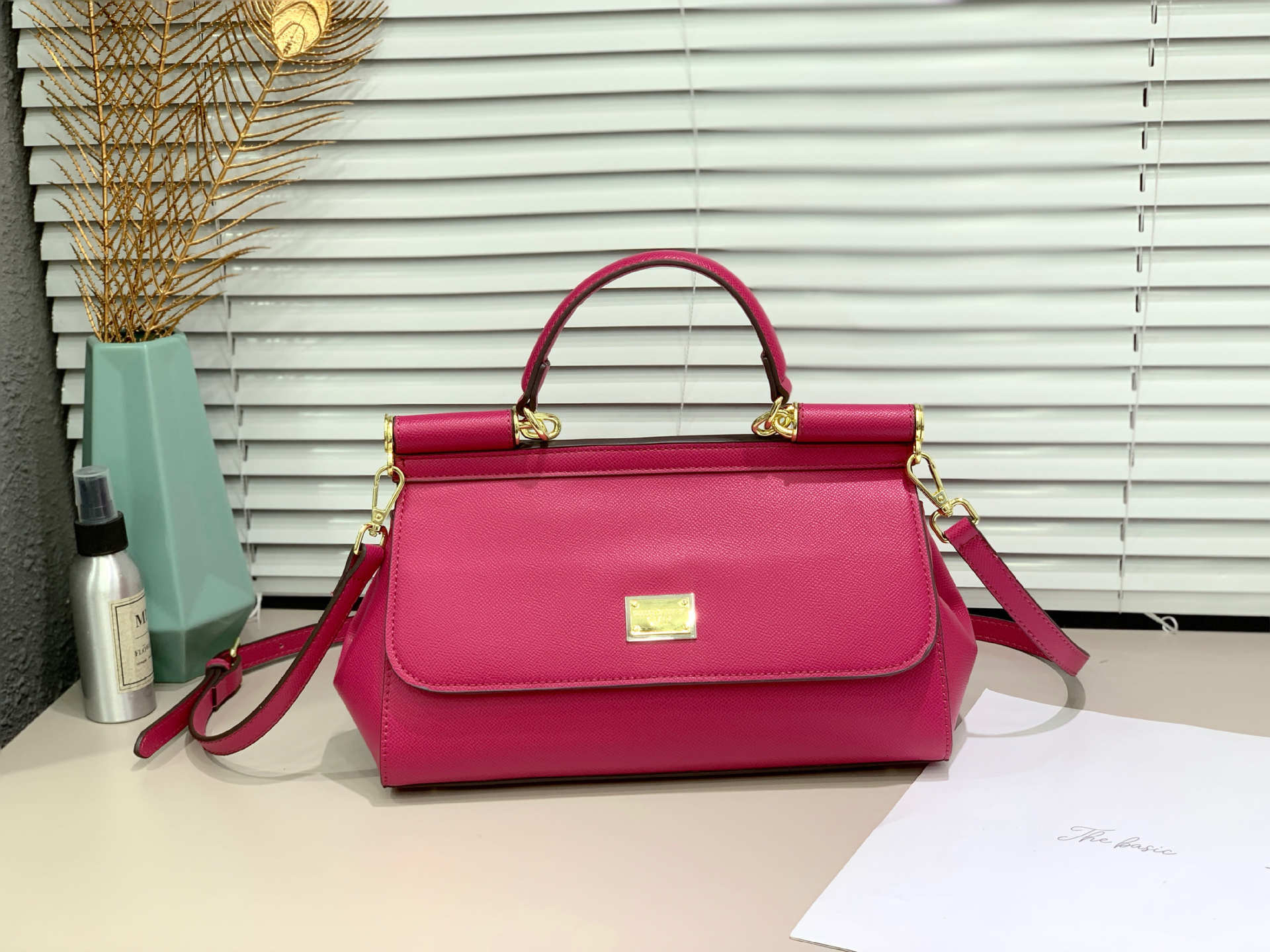 DG Genuine Leather Shoulder Large Baguette Sicily Handbag Crossbody Spring Summer Flap Cowhide Pattern Bag