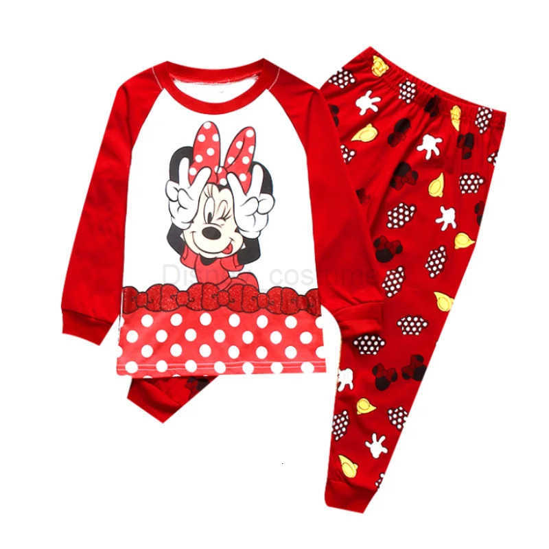 Disney New Girls Long Sleeve Pyjamas Kids Minnie Pajamas Baby Cotton Pijama Children Sleepwear Girls Clothing Sets Baby Wears H250926