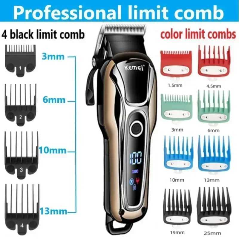 Kemei Professional Hair Clipper Rechargeable Trimmer Men Electric Cutter Hair Cutting Machine LCD Cordless Beard Trimmer R250926