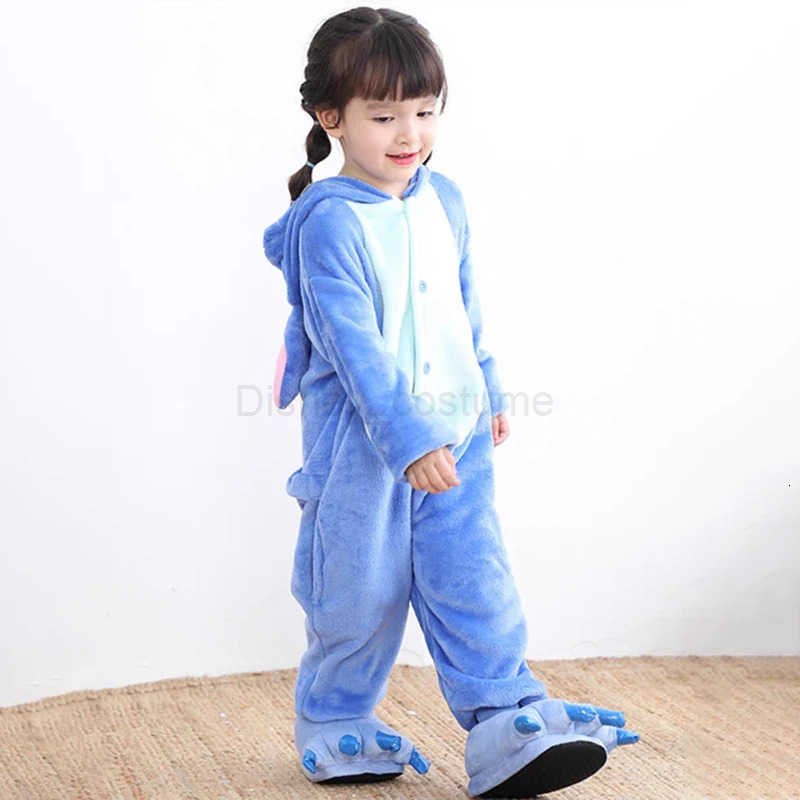 Disney Lilo Stitch OnePiece Pajamas Adult Children Cartoon Plush Kigurumi Onesies Winter Warm Clothes For Christmas Gifts H250926