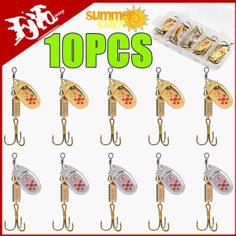 New 10PCS Spinner Spoon Metal Bait with Box Sequins Crankbait Spoon Baits Bass Trout Perch Pike Rotating 63cm 7g W250926