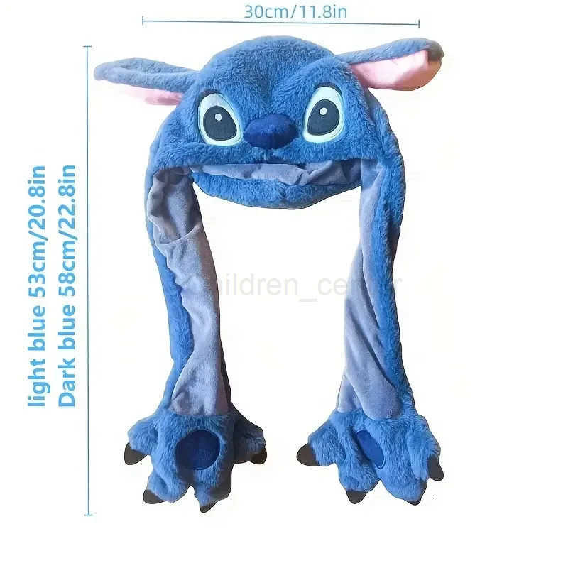 Disney 2025 New Kawaii Stitch Hat Anime Stitch Girl Keep Warm Blue The Hat Will Move When You Pinch Your Ears Kids toy Gifts H250926
