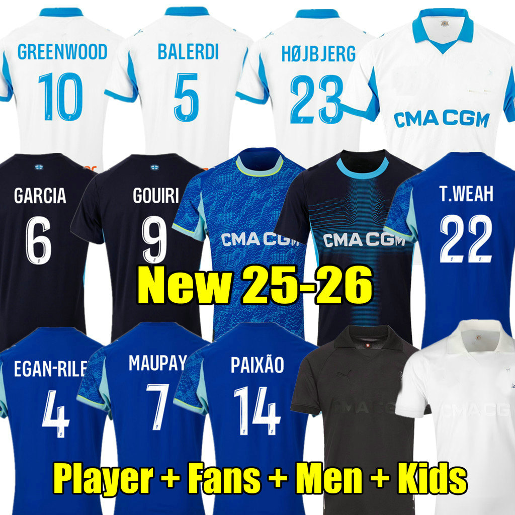 3XL 4XL GREENWOOD 25 26 GOUIRI maillot de foot Soccer jerseys T.WEAH 2025 2026 OM man and KIDS football shirt hommes enfants MarseilleES FANS player BALERDI