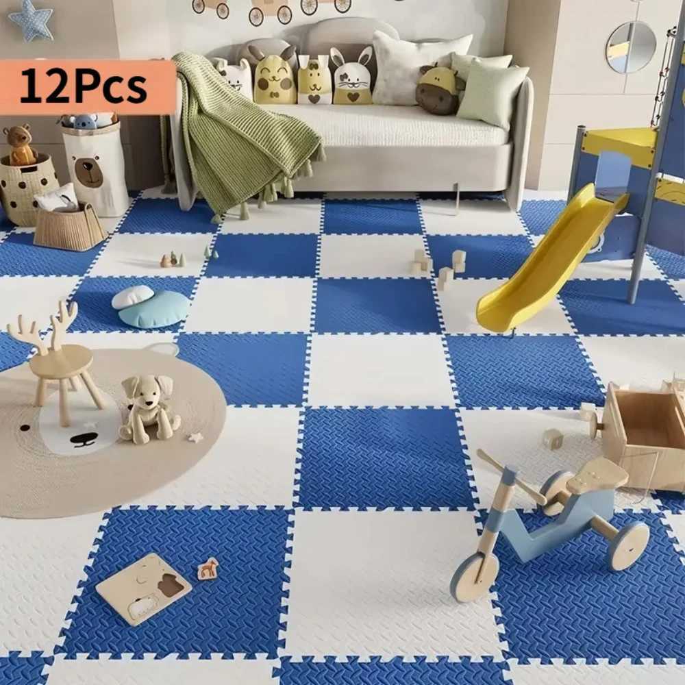 12 Pcs Home Foam Flooring EVA Foam Patchwork Floor Carpet Soft Non Slip Thickened Crawling Mat Childrens Play Mat Home Decor C250926