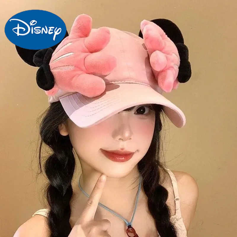 Disney Pink Cute Mickey Little Hand Baseball Hat Female Cartoon Creative Face Show Small Duck Tongue Hat Travel Sunscreen Hat Girl Gift H250926