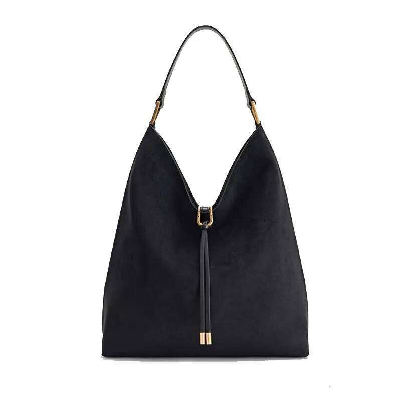 Aria Large Capacity Faux Suede Shoulder Crossbody Bag For Women Solid Color Underarm Commuter Bag, Simple Casual Purse Suotong0917