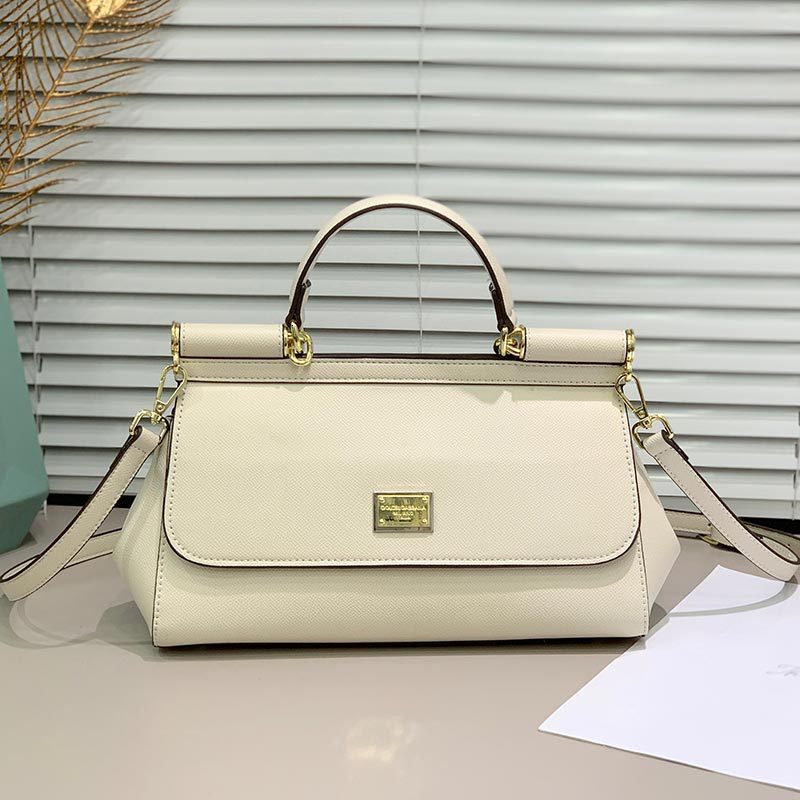 DG Genuine Leather Shoulder Large Baguette Sicily Handbag Crossbody Spring Summer Flap Cowhide Pattern Bag