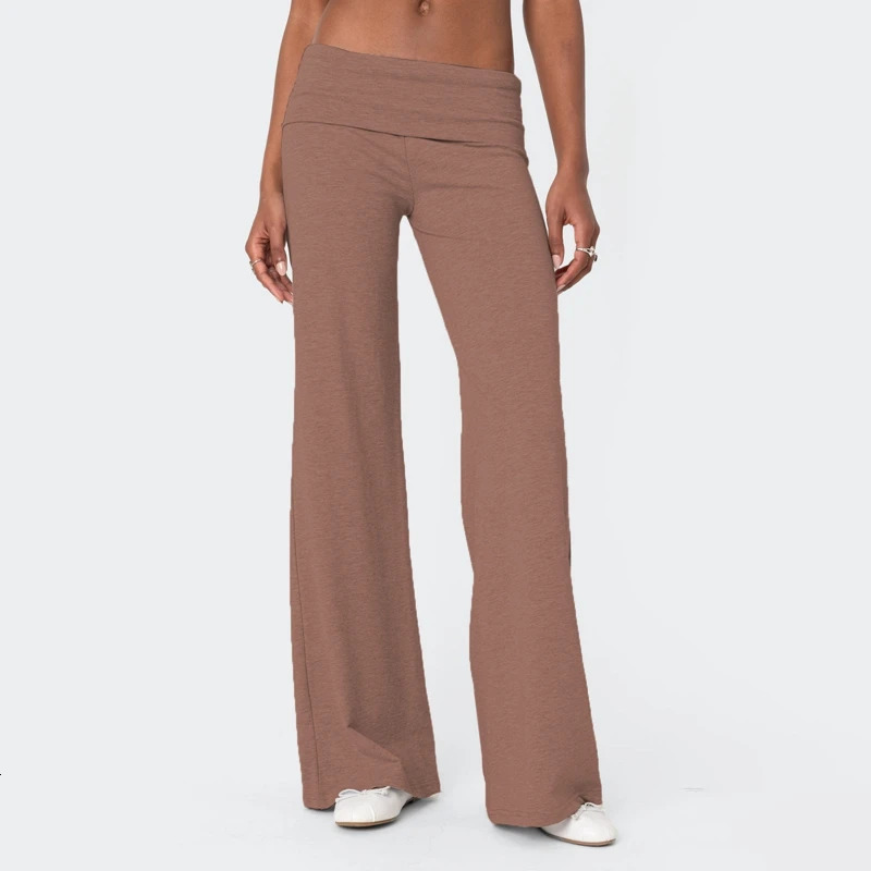 Casual Wide Leg Sweatpants for Women Fold Over Low Rise Flare Yoga Lounge Pants Back to School Clothes for Teen Girls Outfits 250922