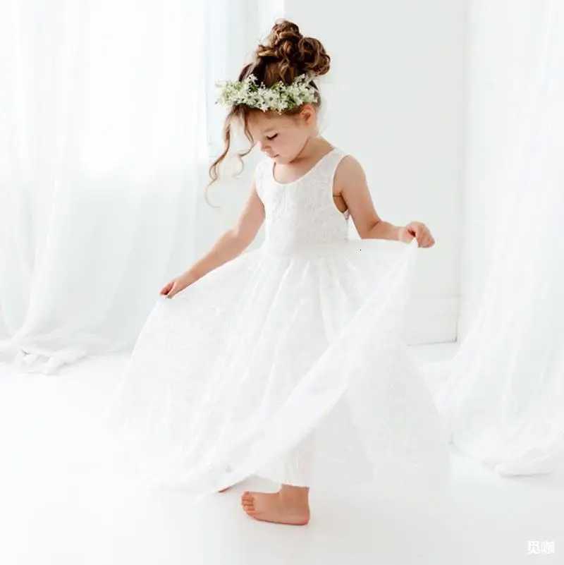 Girls White Gauze Princess Dress Performance Dress Flower Girl Wedding Little Girl Host Piano 15 Y wedding dress Z250926