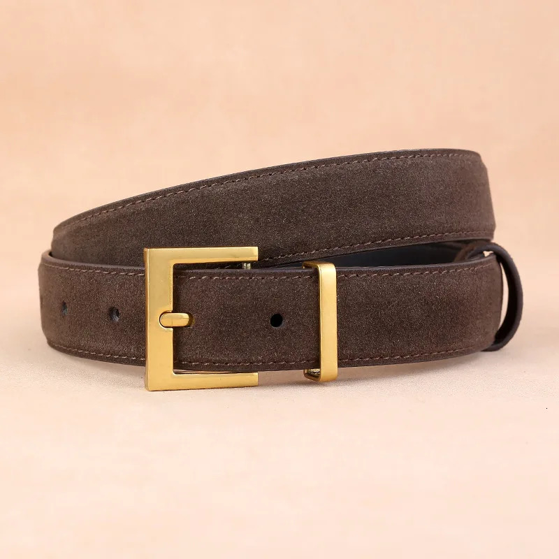 Factory Womens Leather Belt with Needle Buckle Suede Waist Belt Cowhide Versatile Decoration Jeans Waist Belt250920