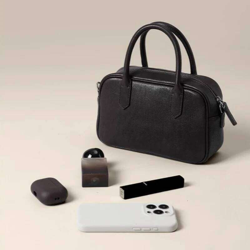 Leather Casual Crossbody Single Shoulder Handbag Bowling Bag Women's Soft Suotong2509