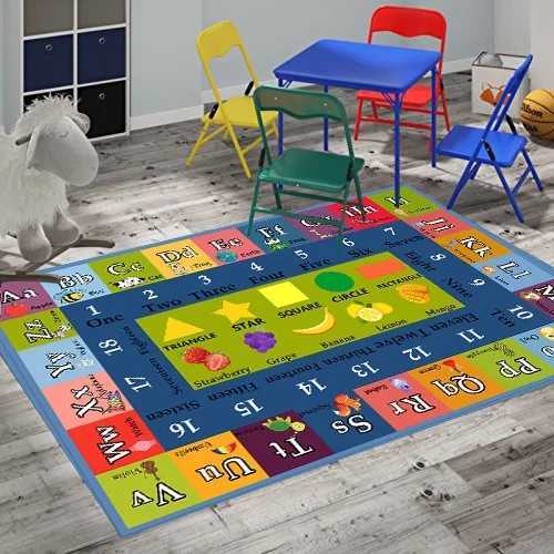 Alphabet Numbers and Shapes Educational Area Rug Antislip Backing Rectangle Baby Crawling Mat Kids Room Playroom Carpet C250926