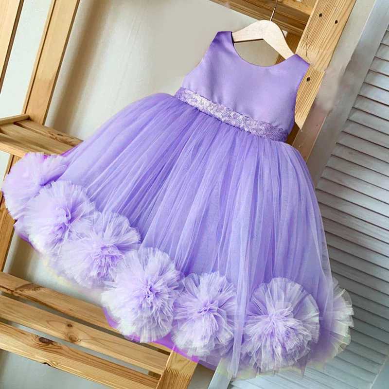 Fluffy Trailing Flower Party Dresses For Girls Wedding White Bridesmaid Birthday Princess Dress Lace Bow Girl Evening Ball Gown Z250926