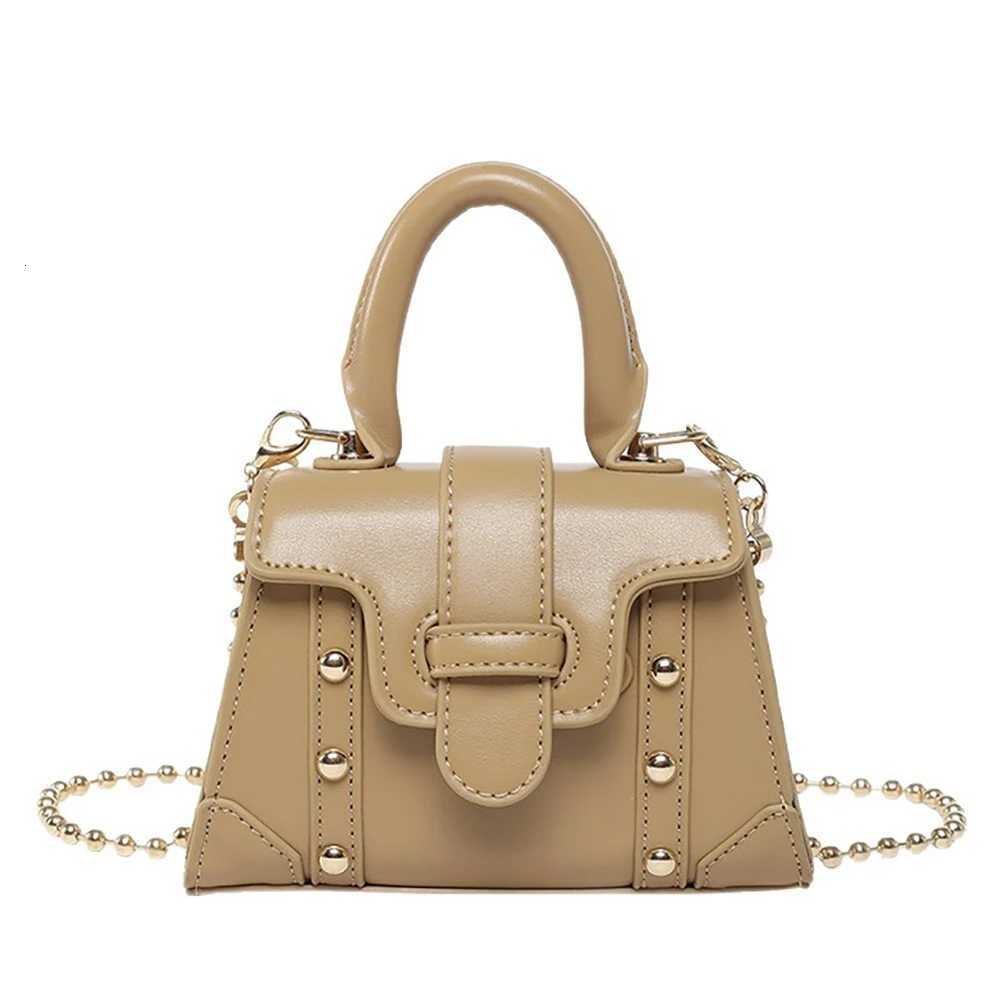 Fashion Mini Square Handbag Women Crossbody Bags Pu Leather Rivet Design Flap Shoulder Bags Small Chains Crossbody Lipstick Case Z250926