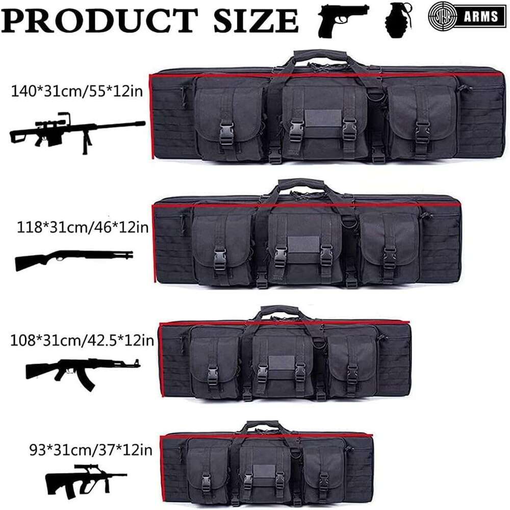 140CM/55Inch Double - Rifle Case Backpack Soft Padded Tactical Carbine Pistol Airsoft Sniper Shotgun Long Gun Bag Lockable for Storage Transportation