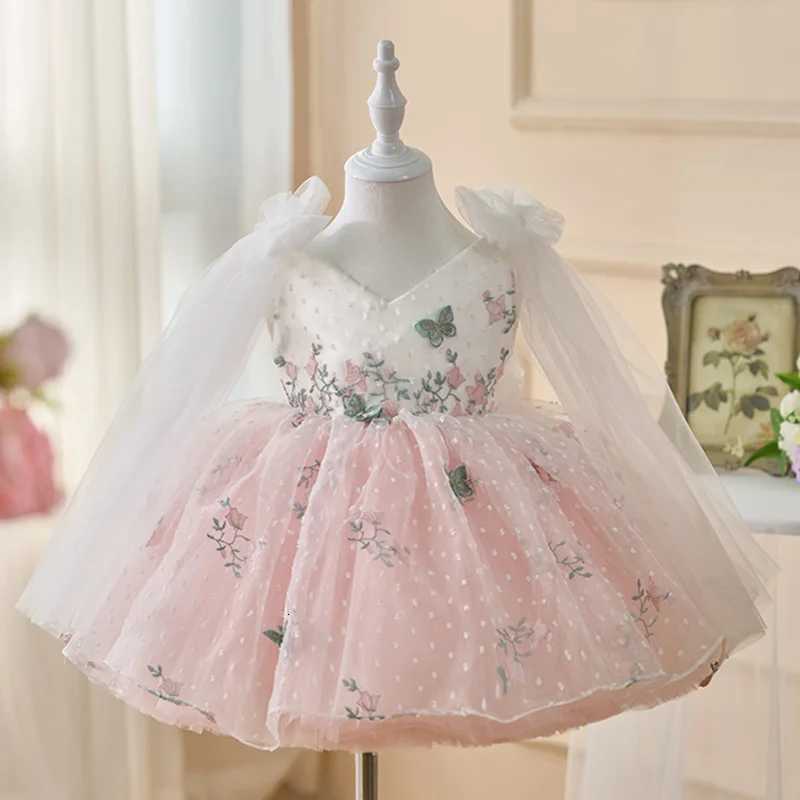 New Gorgeous Girls Birthday Party Dress Flower Girl Wedding Dress Bow Dress Baby One Year Old Party Laundry Dress Z250926