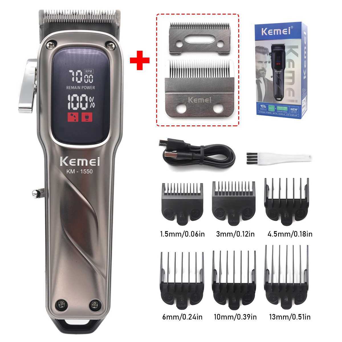 Kemei Professional Hair Clipper for Men LED Display Low Noise Cordless USB Interface Hair Cutting Machine Hair Trimmer R250926