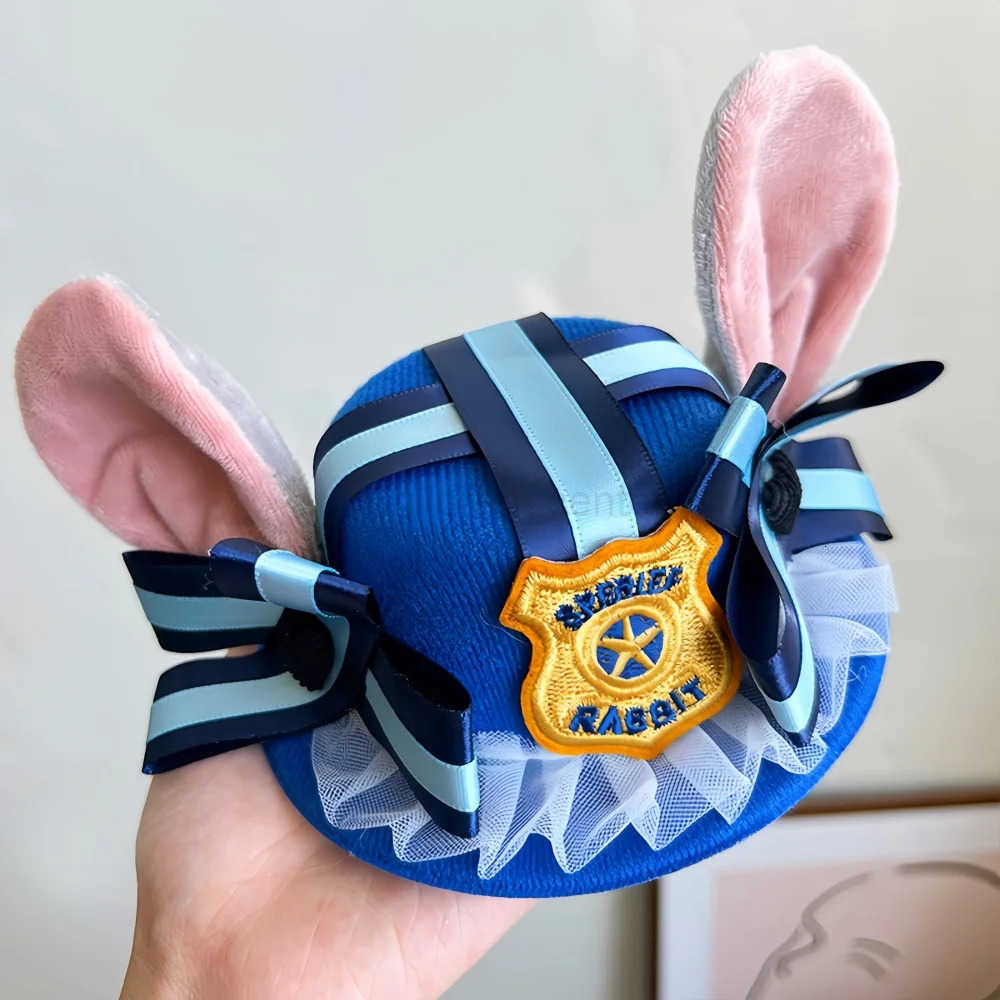Disney Sheriff Hat With Bendable Bunny Ear Movie Cosplay Costume Accessory Halloween Costume Party Anime Rabbit Police Officer Headwear H250926