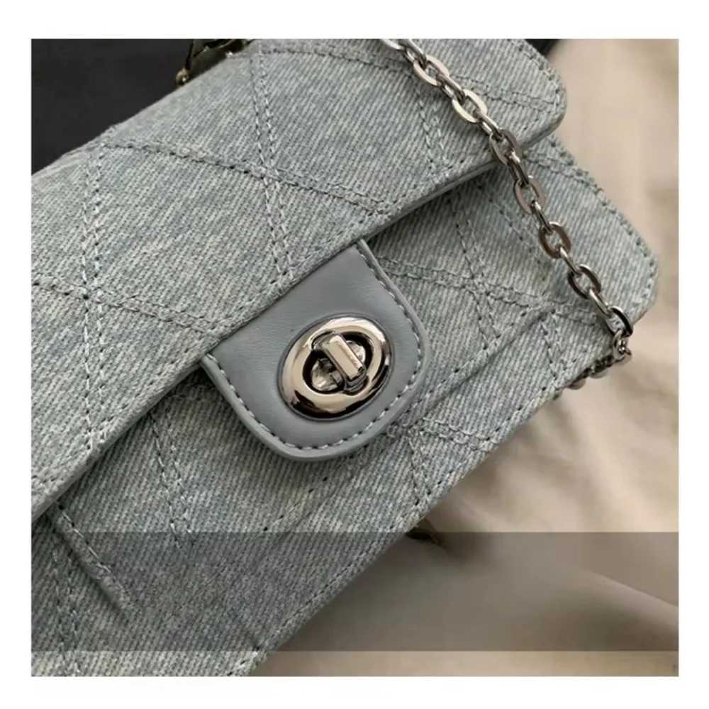 Oneshoulder Womens Fashion Highend Portable Small Square Bag Denim Rhombus Chain Versatile Crossbody Bag for Women Z250926
