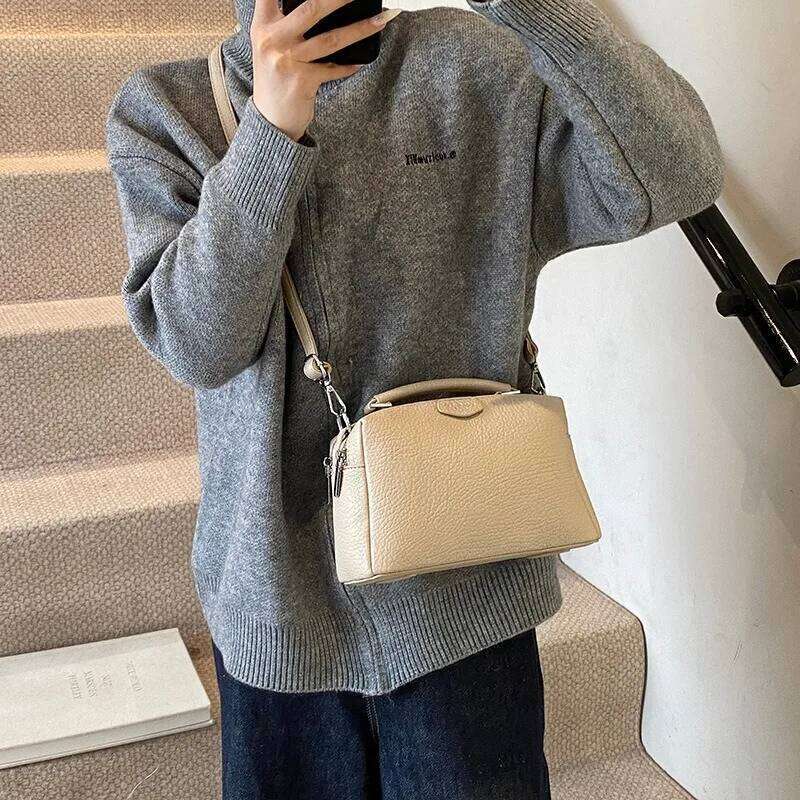 new Fashionable Crossbody Women's PU Leather Simple High Quality Tote Bag Vintage Boston Handbag Female Shoulder Bags