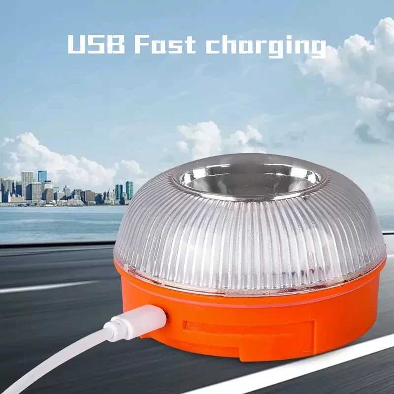 Car Emergency Beacon Light USB Rechargeable V16 Magnetic Induction Strobe Flashing Warning Light Help Flash Safety Signal Lamp C250925