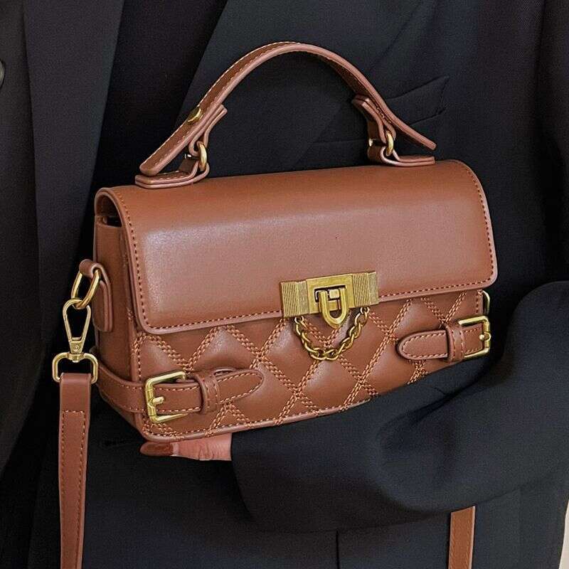 New Dia Lattice Handbag Female Retro Hundreds Of Small Square Spring Texture Single Shoulder Crossbody Bag