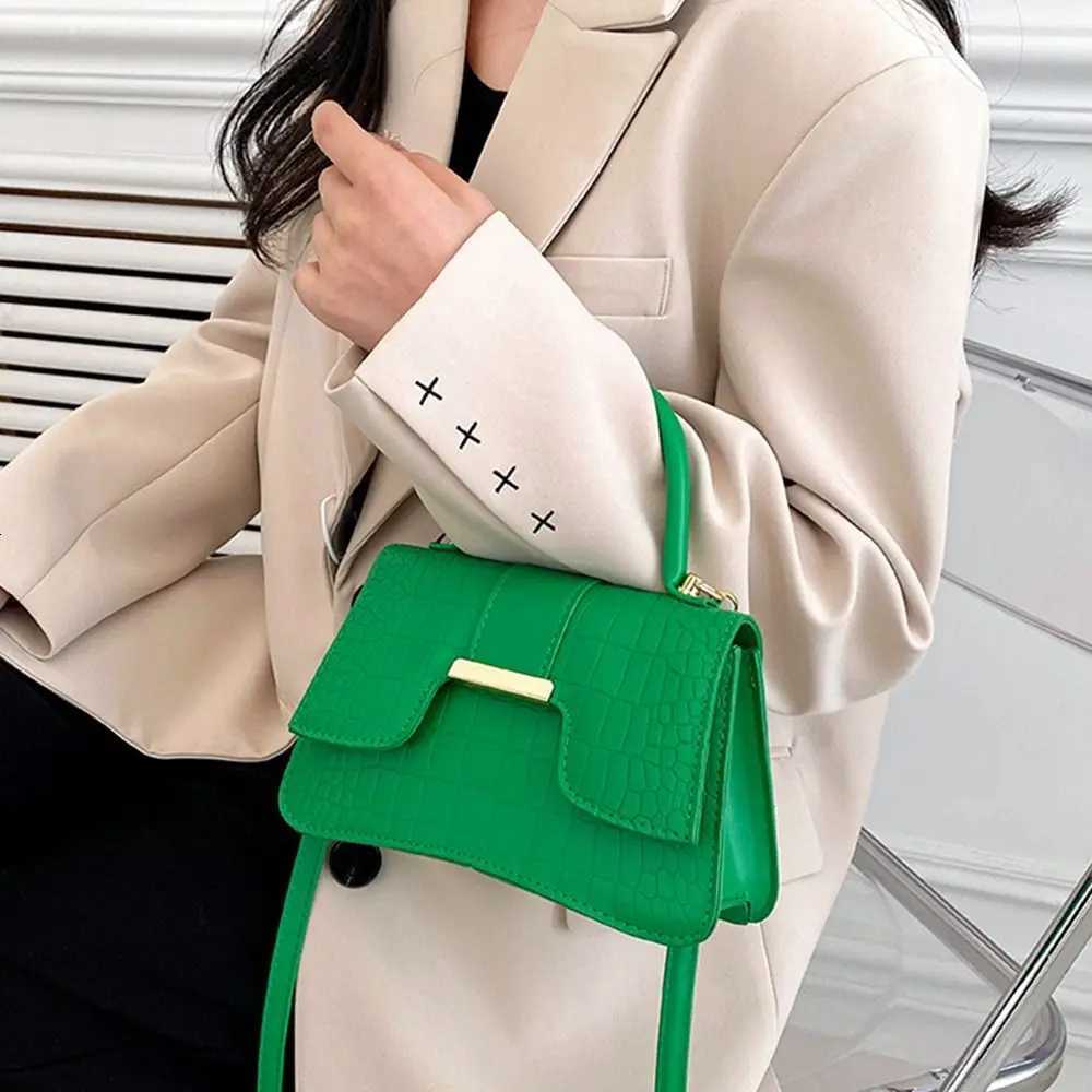 Fashion Female Shoulder Bag Alligator Pattern Small Square Bags for Women Pure Color Vintage Crossbody Bags PU Leather Handbags Z250926