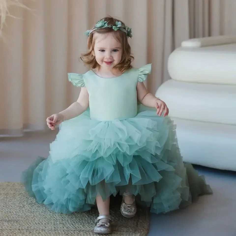 Elegant Layered Puffy Flower Girl Dress For Wedding Tulle Sleeveless Princess First Communion Dresses Kids Birthday Party GOWNS Z250926