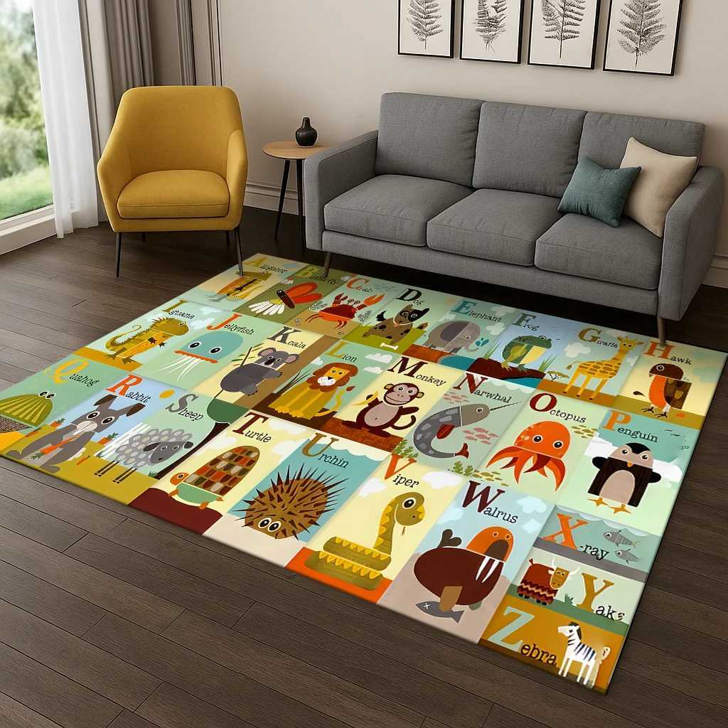 Childhood Early Education Letter Cartoon Game Carpet Rug for Living Room Sofa Home Bedroom Doormat DecorPlayroom Nonslip Mat C250926
