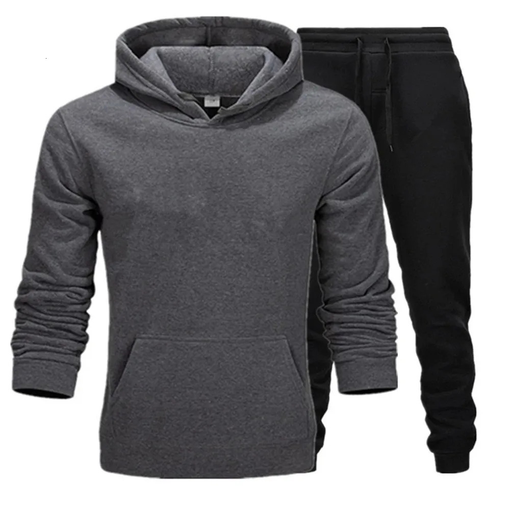 2025 winter hoodies suits men fashion Fleece red hoodie black pants Casual Jogger suit tracksuit sweatshirt woman pullover 250904