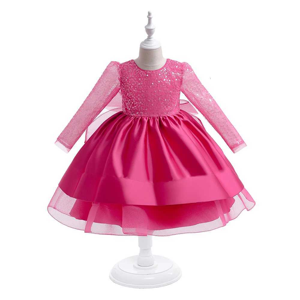 Elegant Girl Party Princess Tutu Gown Wedding Dress For Kids Bow Long Sleeve New Year Clothes 213 T Birthday Costume Vestidos Z250926
