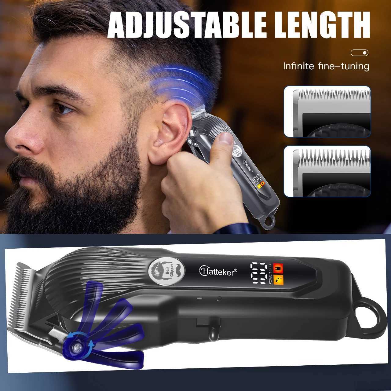 Hatteker Electric Hair Trimmer Professional Adjustable Four Levels Razor Head Intelligent Digital Display Salon Haircut Machine R250926