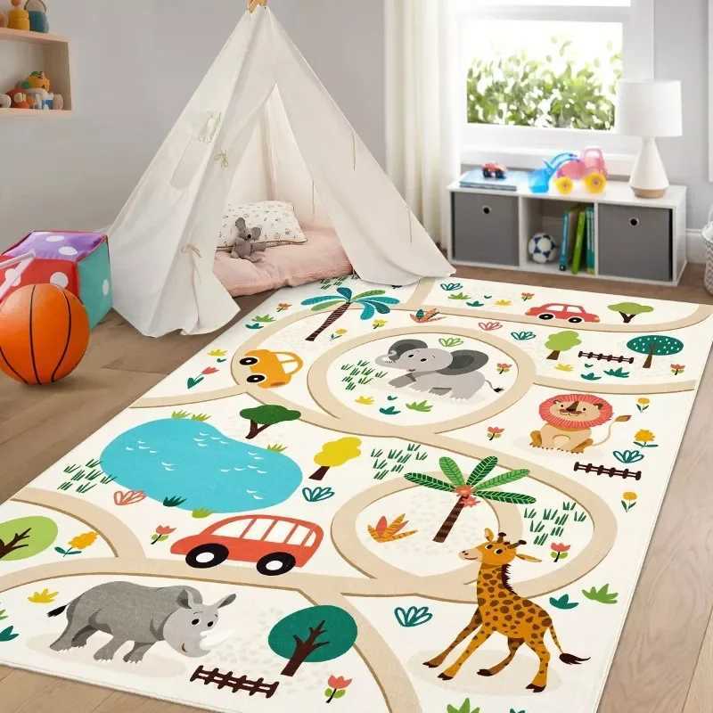 Animal Rug Colorful NonSlip Carpet for Kids Classroom Bedroom Playroom Indoor Road Car Educational Area Rug Home Decoration C250926