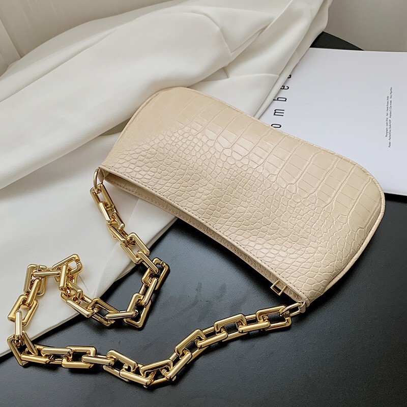 2025 Autumn/Winter Women's New Texture Bag French Personalized Light Luxury Retro Style Stone Pattern Handbag Fashion Chain Shoulder Bag Designer