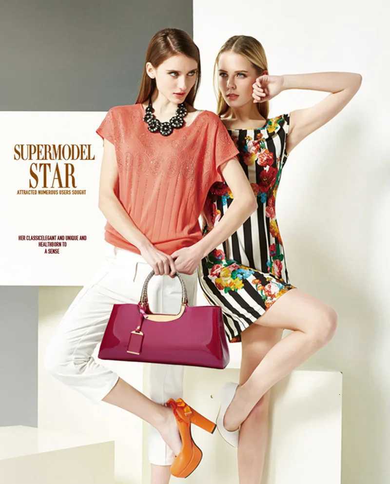 Luxury Designer Handbags Women 2024 Highend Evening Party Clutch Bag Ladies Bright Patent Leather Top Handle Underarm Bags Z250926