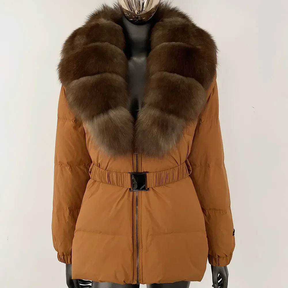 Real Fur Coat Thick Warm Puffer Jacket Women Natural Fox Fur Collar Outerwear Duck Down Jacket 2025 Winter Casual Fashion 250917