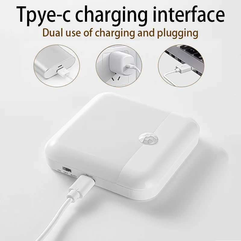 Motion Sensor Light Led Usb TYPEC Charging Square Lamp for Bedroom Kitchen Stair Hallway Wardrobe Cupboard Lighting Night Light C250925