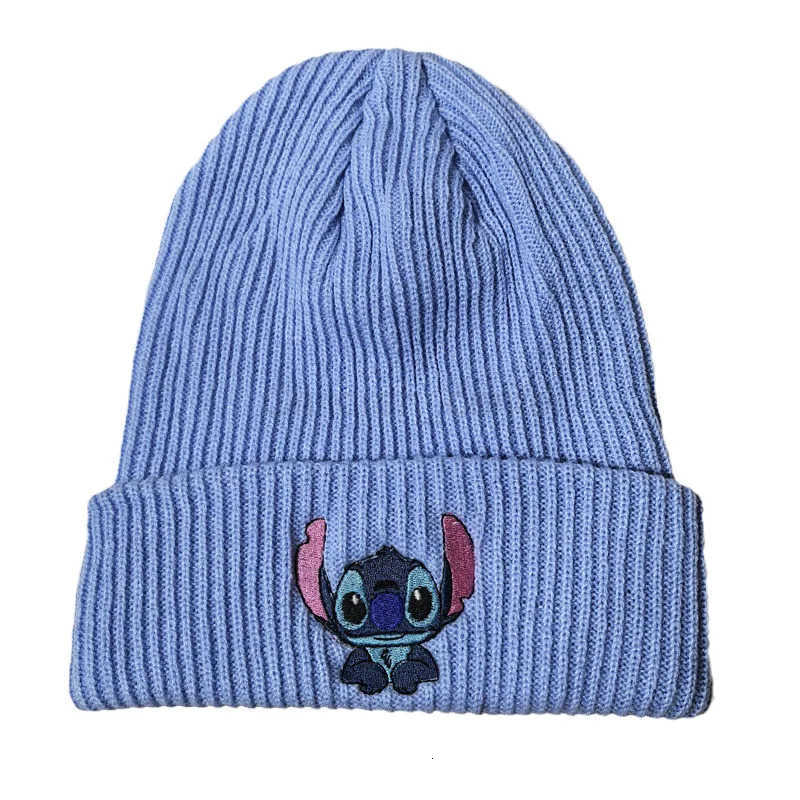 Disney Anime Stitch Knitted Hat Kawaii Lilo Stitch Embroidered Cute Warm Hat Cartoon Children Autumn Winter Hat Gifts H250926
