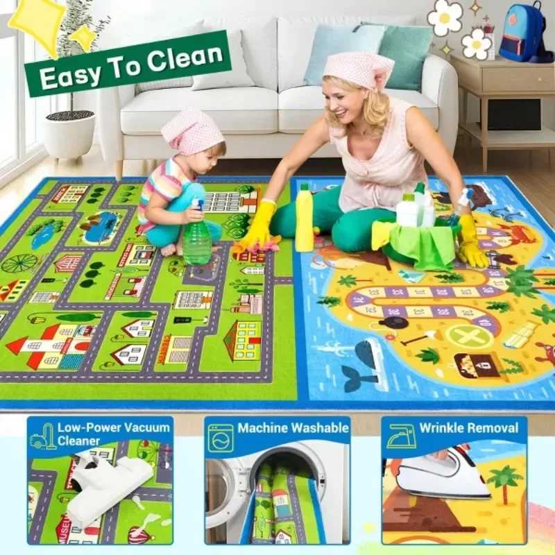 Kids Rug Colorful Animal NonSlip Carpet for Classroom Bedroom Playroom Indoor Road Car Educational Area Rug Home Decoration C2509261
