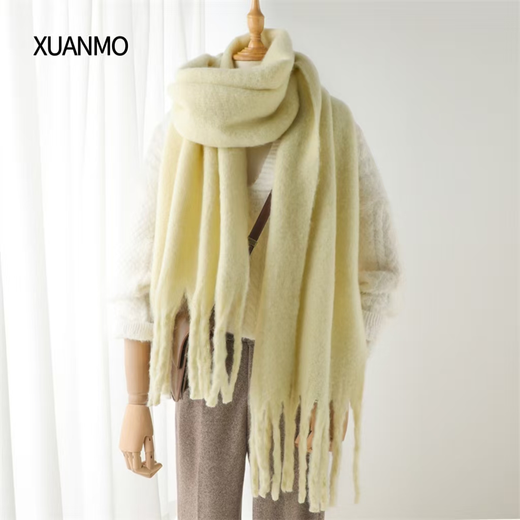 K1972 New winter thickened lambswool scarf shawl Korean style solid color versatile women's wholesale price flexible minimum order quantity
