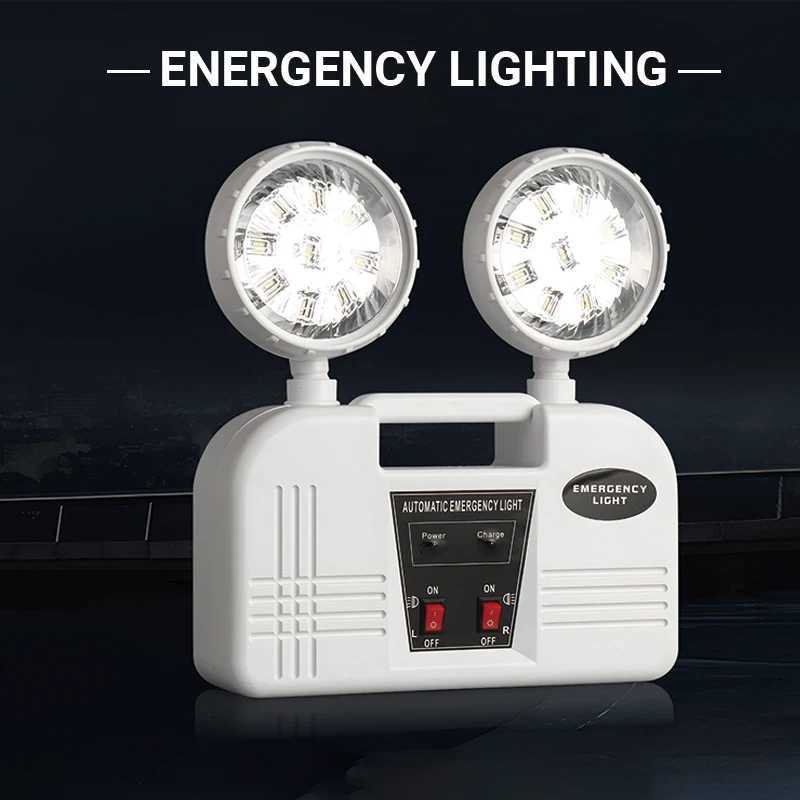 Double Headed Emergency Light LED Charging Emergency Lamp IP30 Fire Exit Indicator Light 3 Hour Emergency Lighting AC85265V C250925