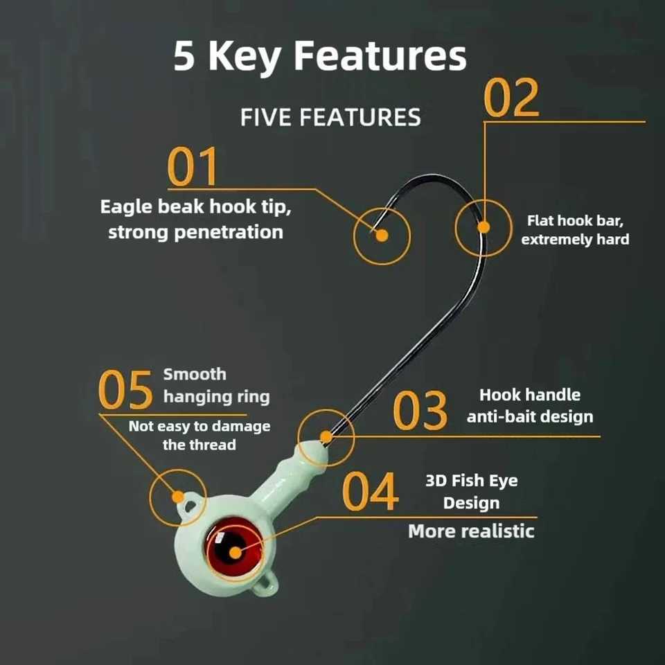 9KM 5Pcs Fishing Eye Jig s Hook Saltwater with Treb Hooks High Caon Steel for Saltwater Freshwater W250926