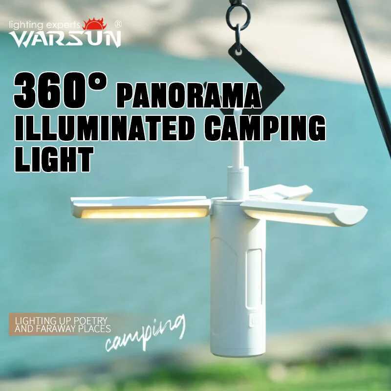 Warsun Foldable USB Rechargeable Tent Camping Light 4000mAh Travel Lanterns Outdoor Emergency Lighting LED Camping Lamp C250925