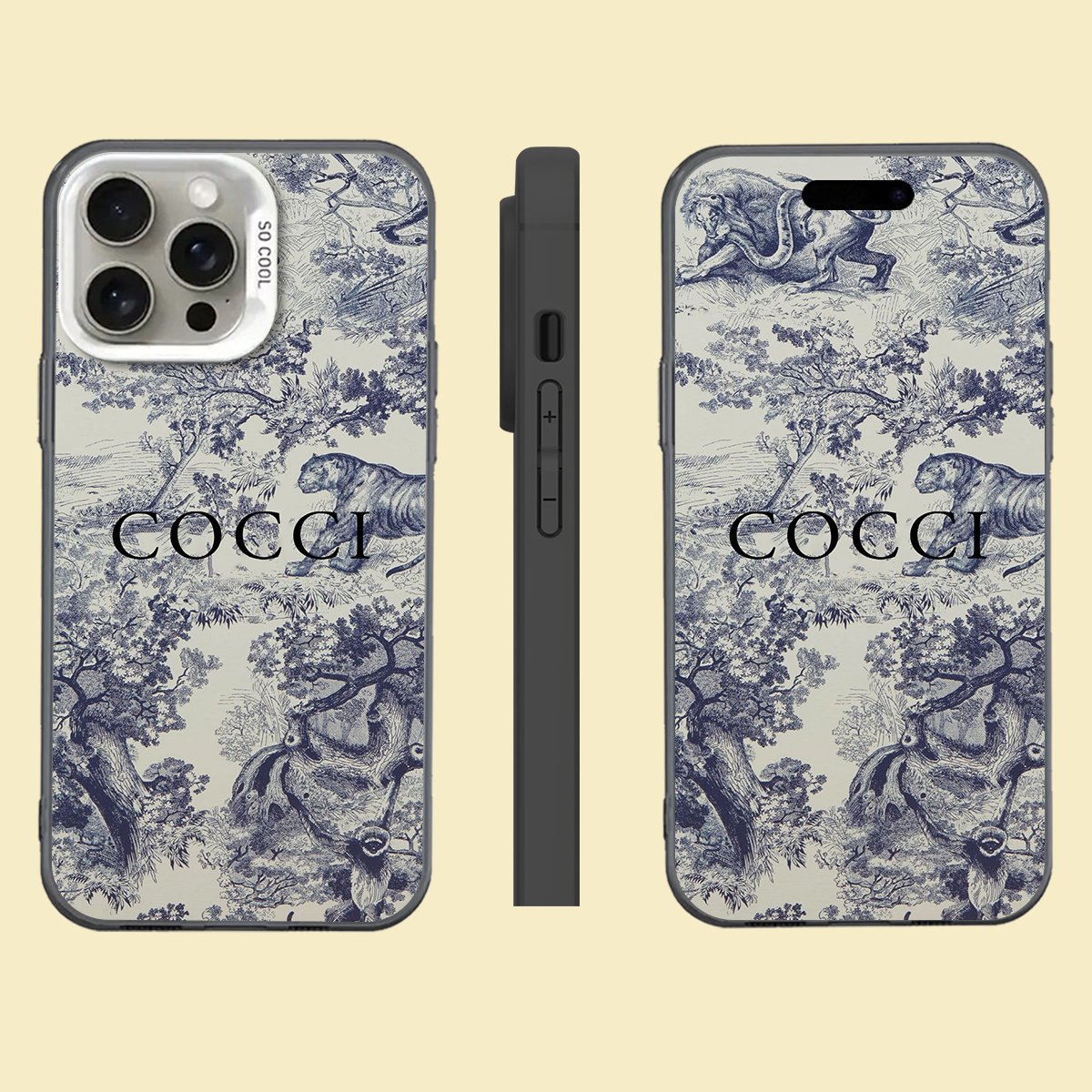 Luxury Designer Phone Case for iPhone 11 - 16 Pro MAX, Elegant Blue & White Safari Animal Pattern, Premium Protective & Stylish Cover R20250919 (12)