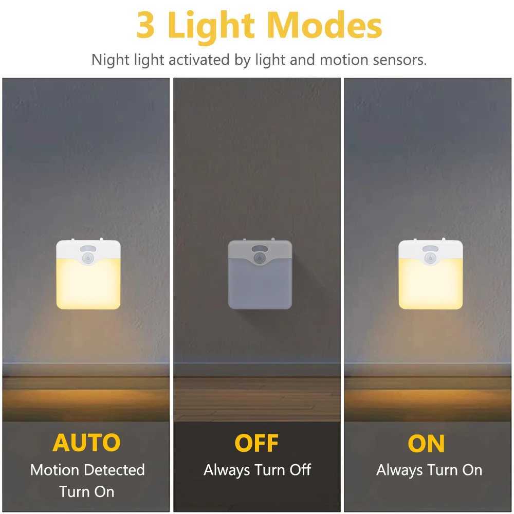 Motion Sensor LED Night Light UK EU Plug Dimmable Wireless Lamp for Kids Room Energy Efficient Dusk to Dawn Sensor Stairway Lamp C250925