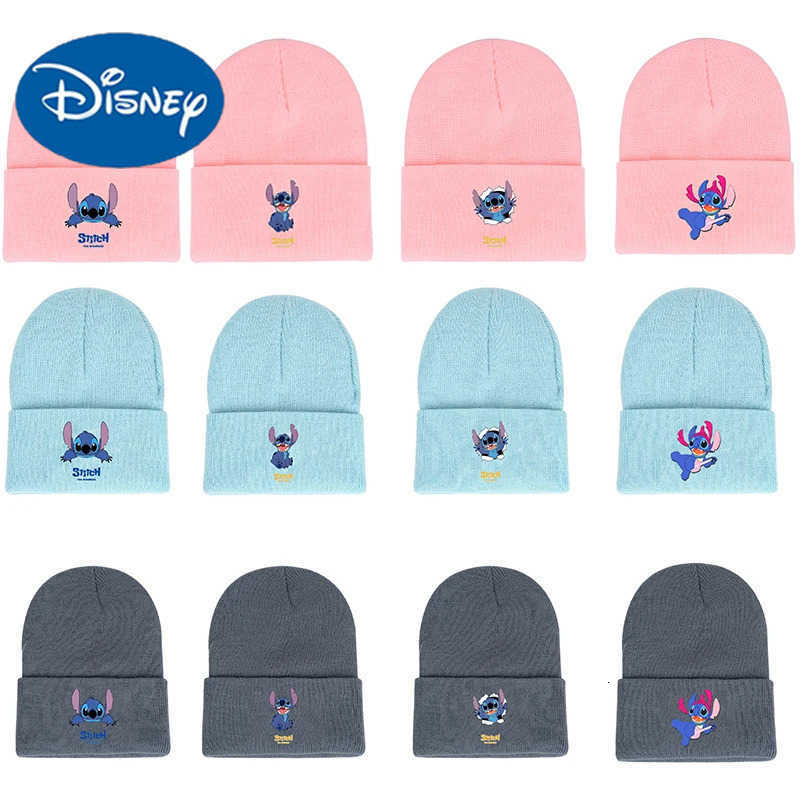 Disney New Warm Stitch Knitted Caps Anime Cartoon Stitch Kids Hat Winter Elastic Beanies Hat Birthday Gift H250926